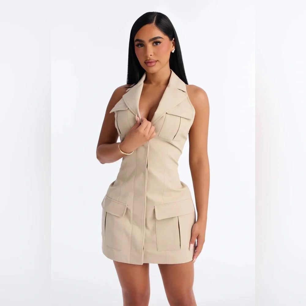 TAYLOR TWILL COLLARED MINI DRESS